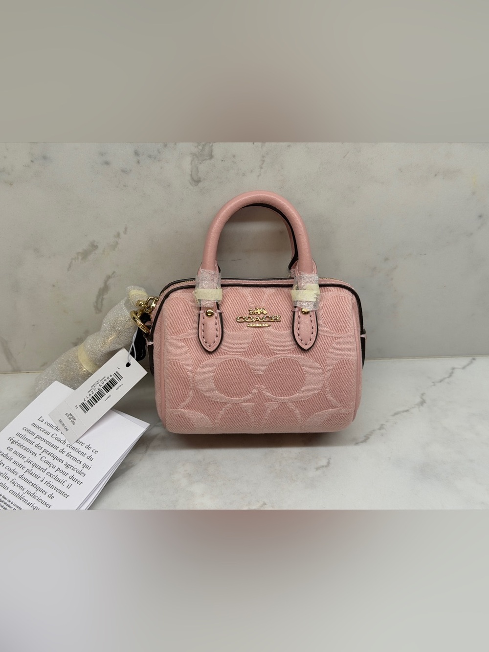Coach Pink Denim Mini Rowan Bag Charm